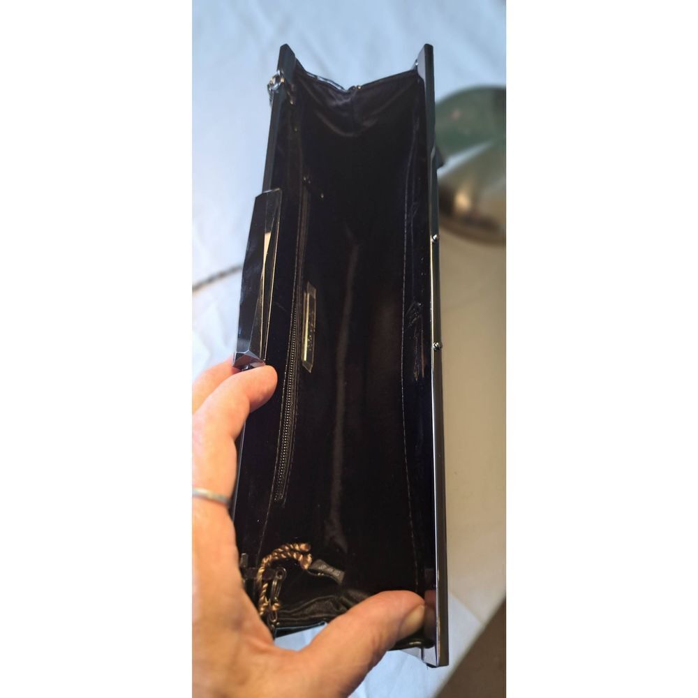 Black Patent Kate Landry Dressy Crossbody Bag NWT Faux Croc - Picture 8 of 9